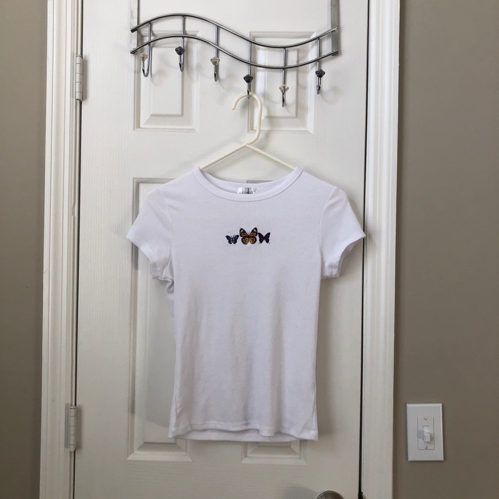 Embroidered Butterfly Baby Tee